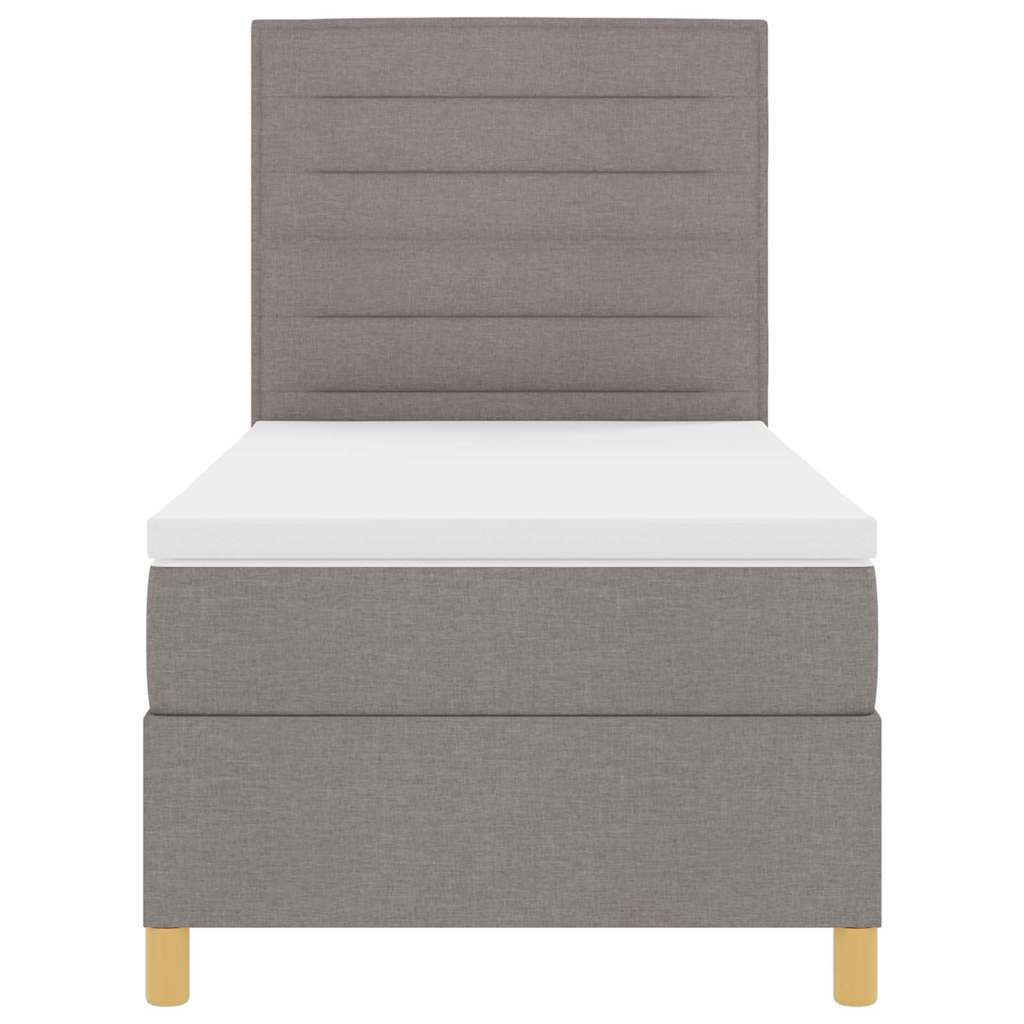 LED Box Spring Bed med madras Gråbrun 90 x 200 cm Stof