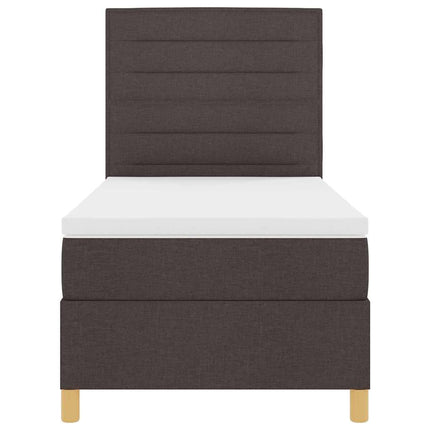 LED Box Spring Bed med hovedgærde Mørk Brun 100 x 200 cm Stof