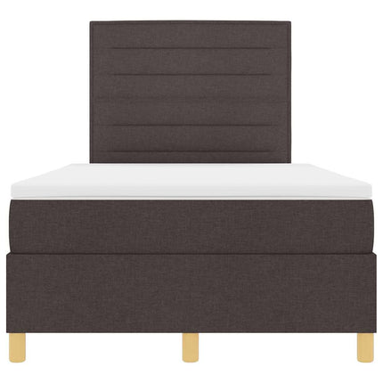 LED Box Spring Bed med hovedgærde Mørk Brun 120 x 190 cm Stof