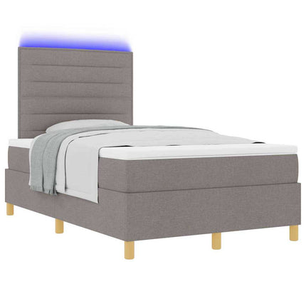LED Box Spring Bed med hovedgærde Gråbrun 120 x 190 cm Stof