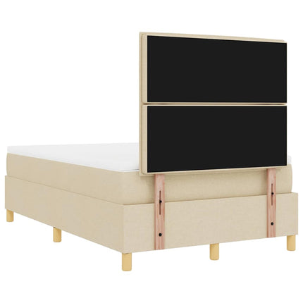 LED Box Spring Bed med hovedgærde Creme 120 x 190 cm Stof
