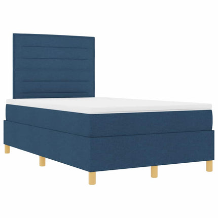 LED Box Spring Bed med hovedgærde Blå 120 x 190 cm Stof