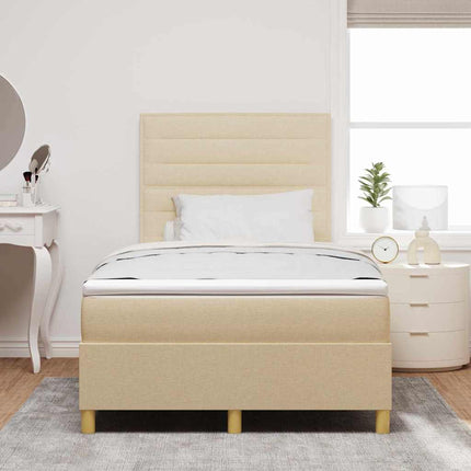 LED Box Spring Bed med hovedgærde Creme 120 x 200 cm Stof