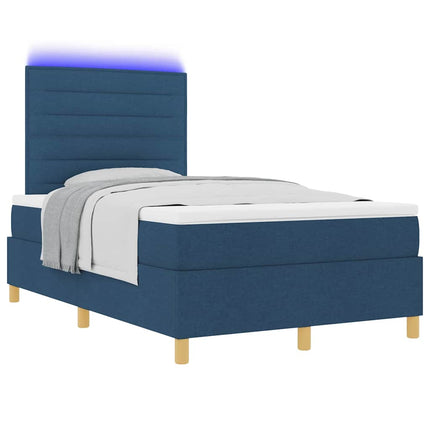 LED Box Spring Bed med hovedgærde Blå 120 x 200 cm Stof