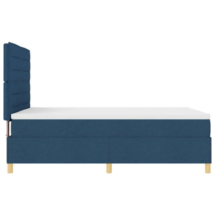 LED Box Spring Bed med madras Blå 140 x 200 cm Stof