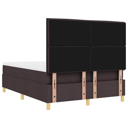 LED Box Spring Bed med madras Mørk Brun 160 x 200 cm Stof