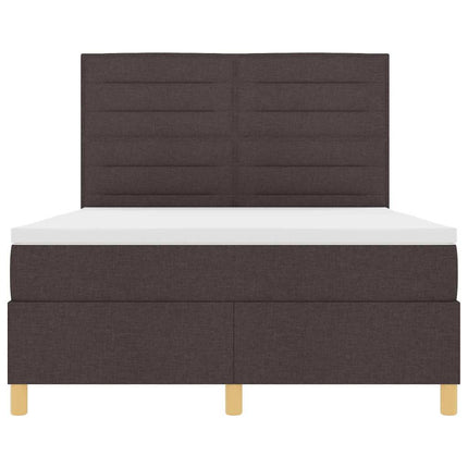 LED Box Spring Bed med madras Mørk Brun 160 x 200 cm Stof