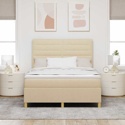 LED Box Spring Bed med madras Creme 160 x 200 cm Stof