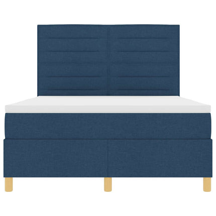 LED Box Spring Bed med hovedgærde Blå 160 x 200 cm Stof