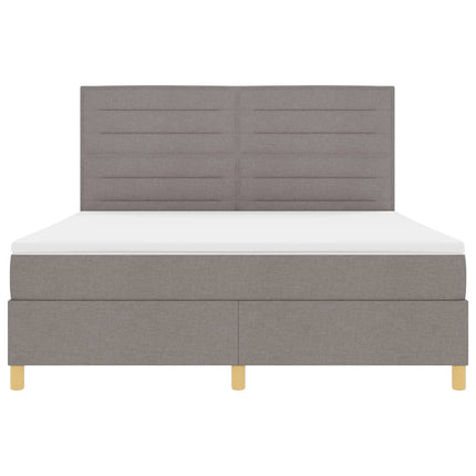 LED Box Spring Bed med hovedgærde Gråbrun 180 x 200 cm Stof