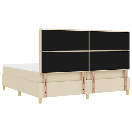 LED Box Spring Bed med hovedgærde Creme 200 x 200 cm Stof