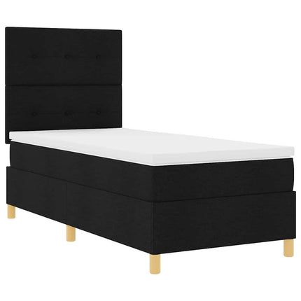 LED Box Spring Bed med hovedgærde Sort 80 x 200 cm Stof