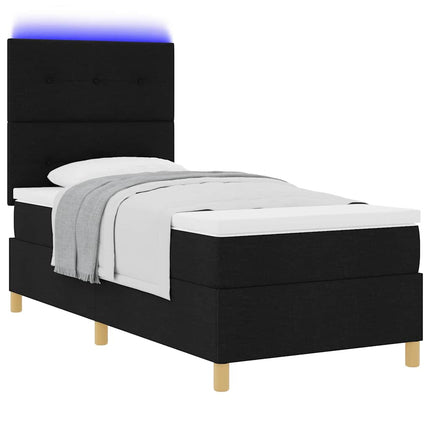 LED Box Spring Bed med hovedgærde Sort 80 x 200 cm Stof