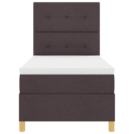LED Box Spring Bed med hovedgærde Mørk Brun 90 x 200 cm Stof