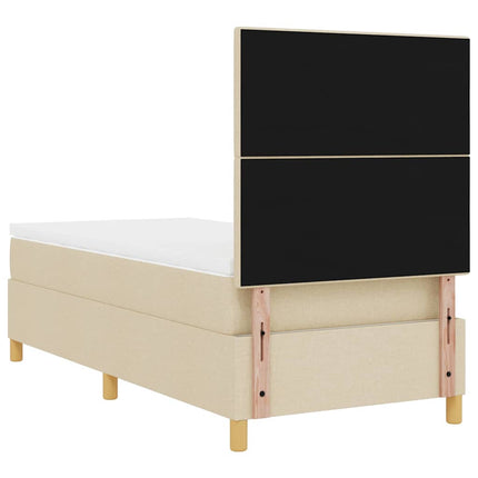 LED Box Spring Bed med hovedgærde Creme 90 x 200 cm Stof
