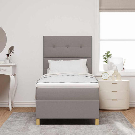LED Box Spring Bed med hovedgærde Gråbrun 100 x 200 cm Stof