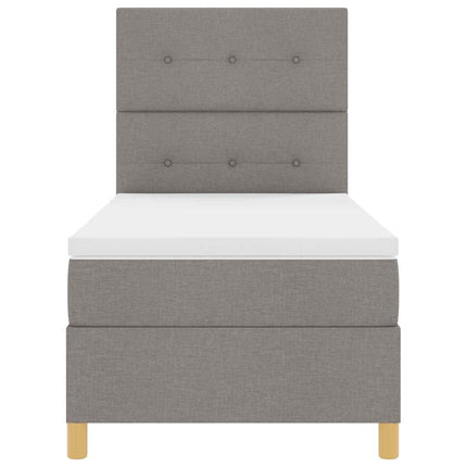LED Box Spring Bed med hovedgærde Gråbrun 100 x 200 cm Stof