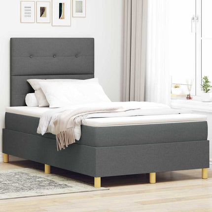 LED Box Spring Bed med hovedgærde Mørkegrå 120 x 200 cm Stof