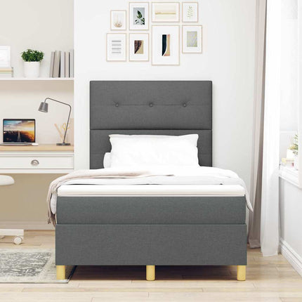 LED Box Spring Bed med hovedgærde Mørkegrå 120 x 200 cm Stof
