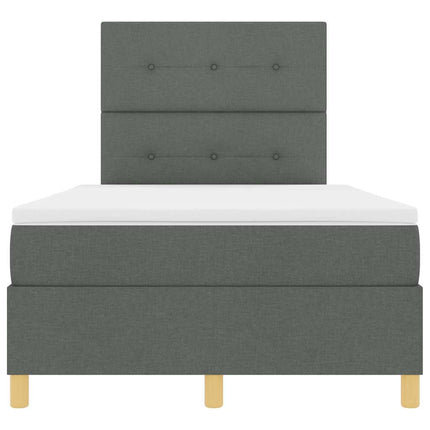 LED Box Spring Bed med hovedgærde Mørkegrå 120 x 200 cm Stof