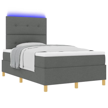 LED Box Spring Bed med hovedgærde Mørkegrå 120 x 200 cm Stof