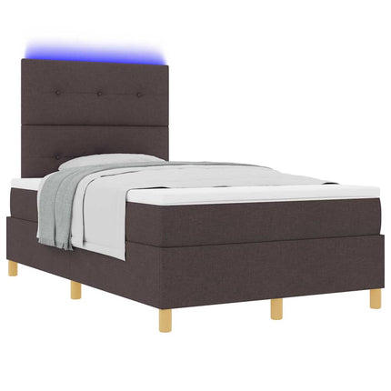LED Box Spring Bed med hovedgærde Mørk Brun 120 x 200 cm Stof