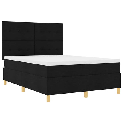 LED Box Spring Bed med hovedgærde Sort 140 x 200 cm Stof