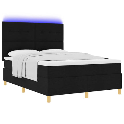 LED Box Spring Bed med hovedgærde Sort 160 x 200 cm Stof