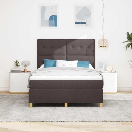 LED Box Spring Bed med hovedgærde Mørk Brun 160 x 200 cm Stof
