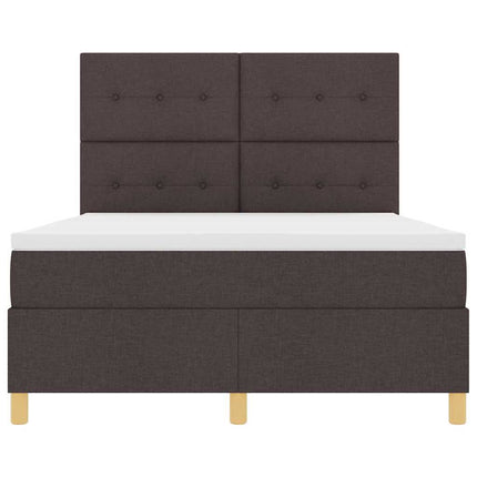 LED Box Spring Bed med hovedgærde Mørk Brun 160 x 200 cm Stof