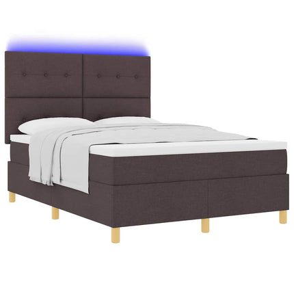 LED Box Spring Bed med hovedgærde Mørk Brun 160 x 200 cm Stof