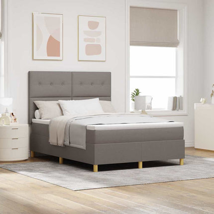 LED Box Spring Bed med hovedgærde Gråbrun 160 x 200 cm Stof