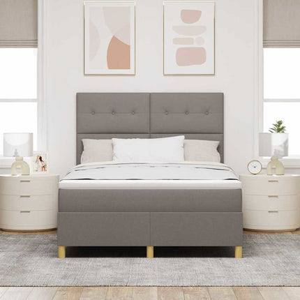 LED Box Spring Bed med hovedgærde Gråbrun 160 x 200 cm Stof