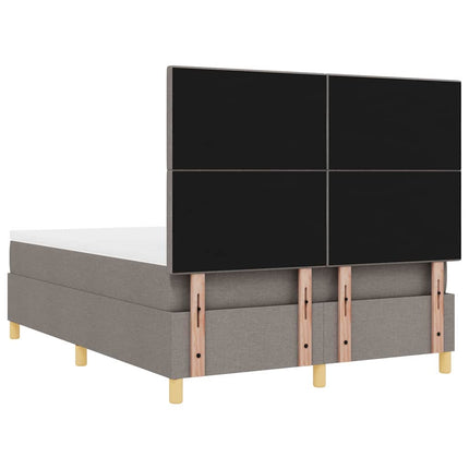LED Box Spring Bed med hovedgærde Gråbrun 160 x 200 cm Stof