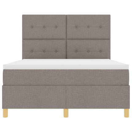 LED Box Spring Bed med hovedgærde Gråbrun 160 x 200 cm Stof