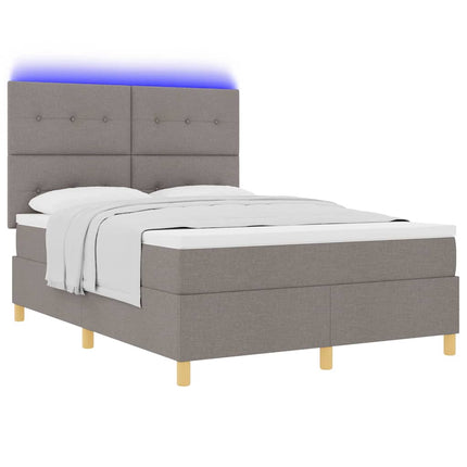 LED Box Spring Bed med hovedgærde Gråbrun 160 x 200 cm Stof
