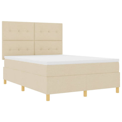 LED Box Spring Bed med hovedgærde Creme 160 x 200 cm Stof