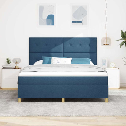 LED Box Spring Bed med hovedgærde Blå 180 x 200 cm Stof