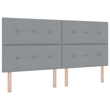 LED Box Spring Bed med hovedgærde Lysegrå 200 x 200 cm Stof
