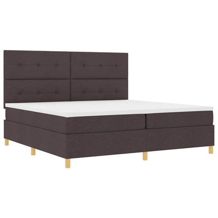 LED Box Spring Bed med hovedgærde Mørk Brun 200 x 200 cm Stof