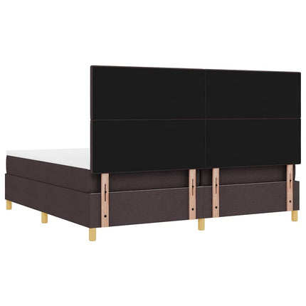 LED Box Spring Bed med hovedgærde Mørk Brun 200 x 200 cm Stof