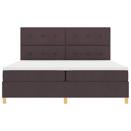 LED Box Spring Bed med hovedgærde Mørk Brun 200 x 200 cm Stof