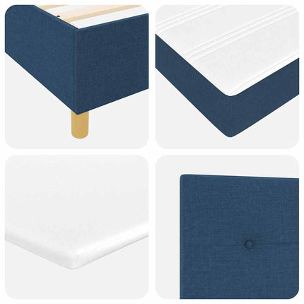 LED Box Spring Bed med hovedgærde Blå 200 x 200 cm Stof