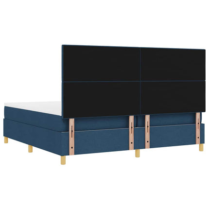 LED Box Spring Bed med hovedgærde Blå 200 x 200 cm Stof