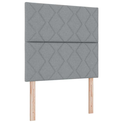 LED Box Spring Bed med hovedgærde Lysegrå 90 x 200 cm Stof