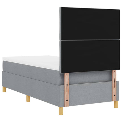 LED Box Spring Bed med hovedgærde Lysegrå 90 x 200 cm Stof