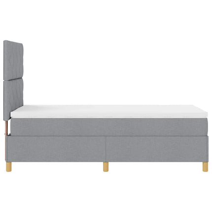 LED Box Spring Bed med hovedgærde Lysegrå 90 x 200 cm Stof