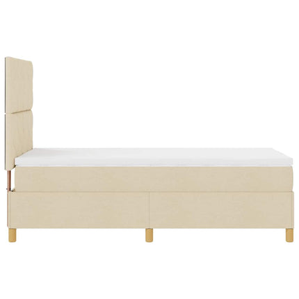 LED Box Spring Bed med hovedgærde Creme 90 x 200 cm Stof
