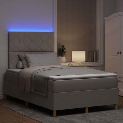 LED Box Spring Bed med hovedgærde Gråbrun 120 x 200 cm Stof