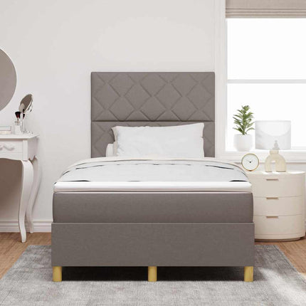 LED Box Spring Bed med hovedgærde Gråbrun 120 x 200 cm Stof